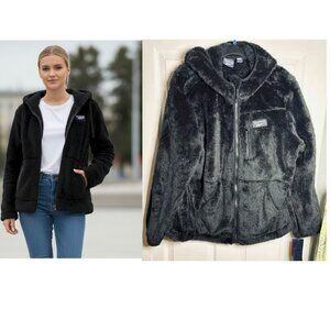 Reebok Women’s Plush Faux Fur Zip-Up Hooded Jacket Black Size 1X New NWT